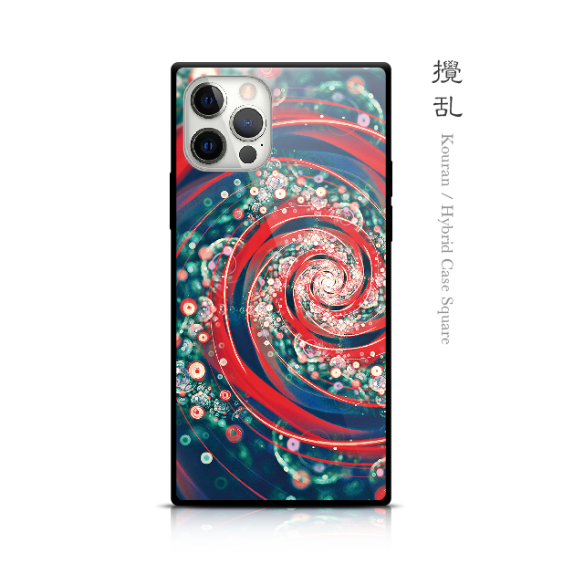 攪乱 - 和風 四角型 強化ガラスiPhoneケース/iPhone17/17Pro/17ProMax/Airも対応