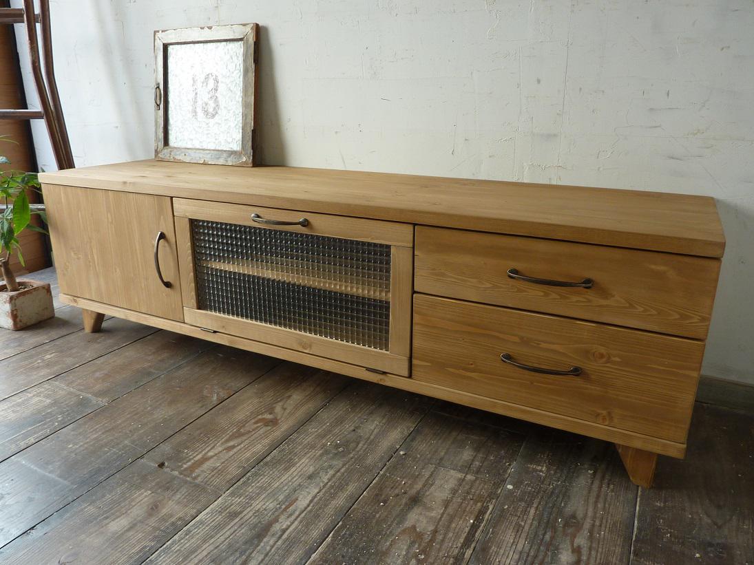 テレビボード　TVボード　チェッカーガラス　150　オーク　アンティーク　オーダー可 55,000円