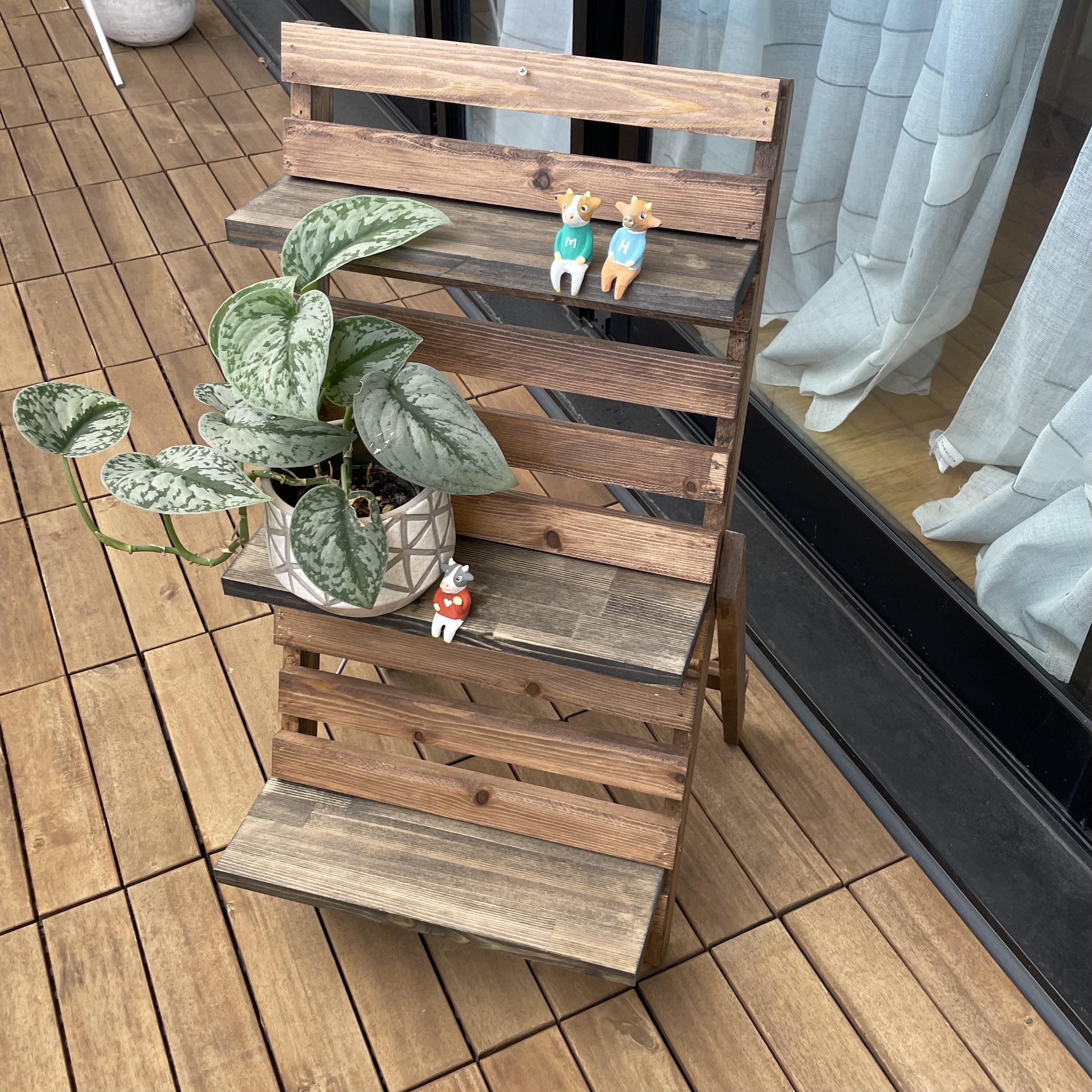 ホワイトウッドのプランタースタンド / 黒板看板