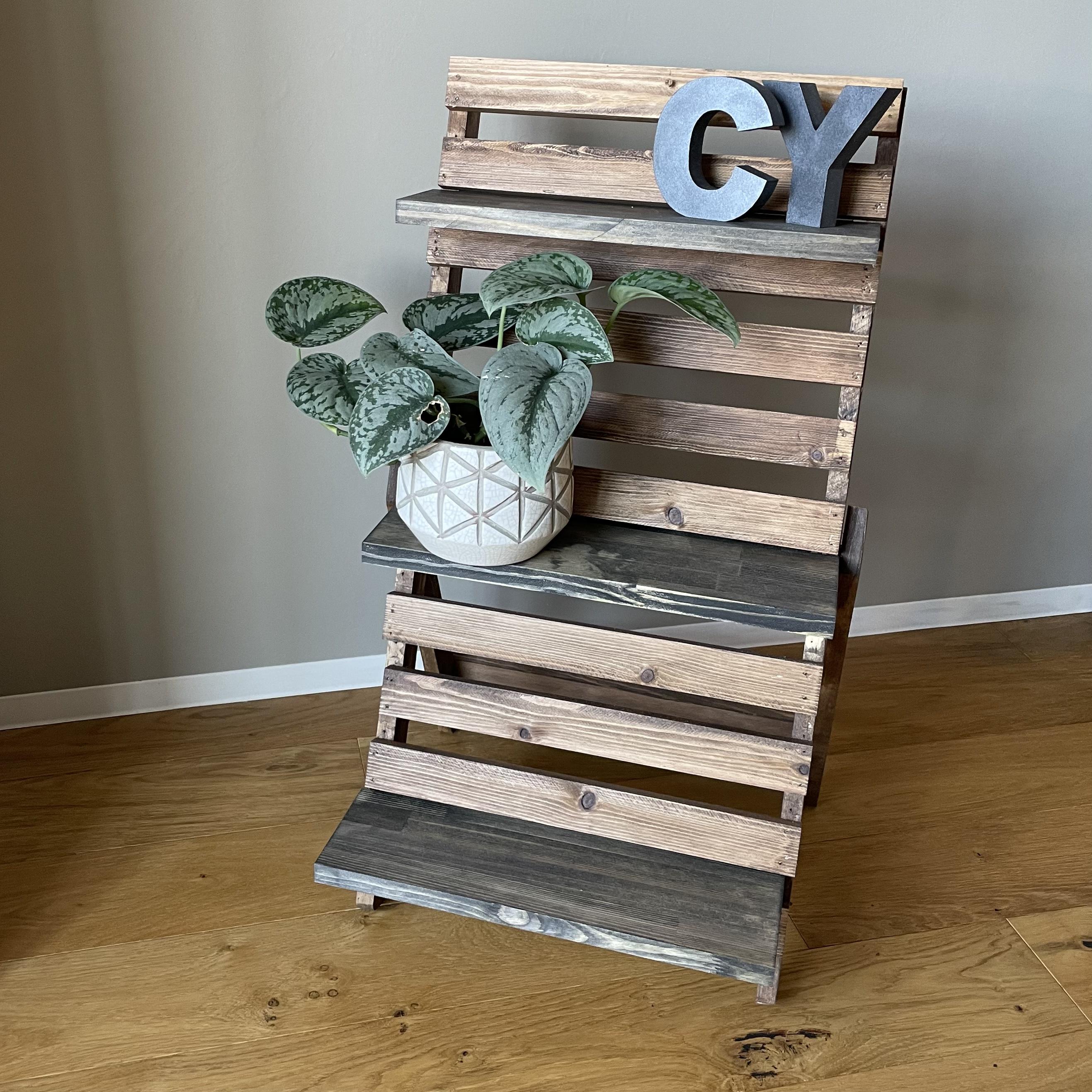 ホワイトウッドのプランタースタンド / 黒板看板