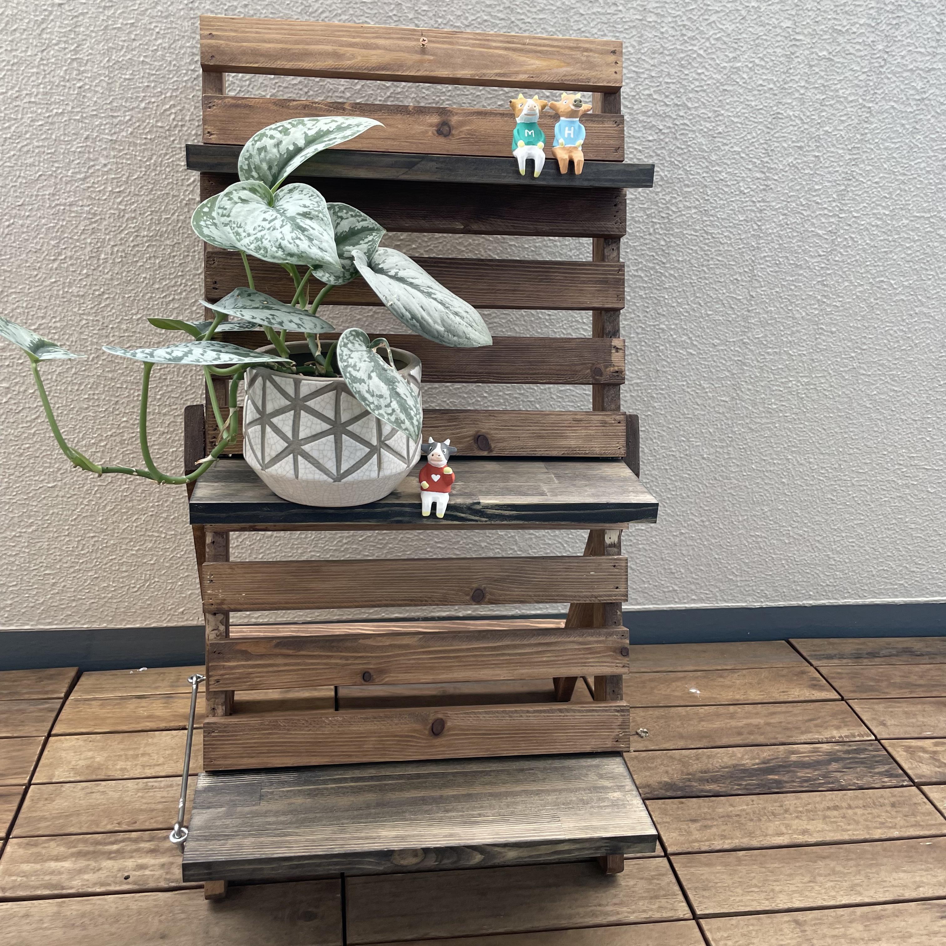 ホワイトウッドのプランタースタンド / 黒板看板