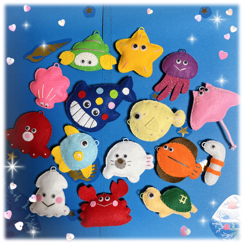 新品 正規品!!  フェルトの魚釣り15☆受注製作☆フェルトおもちゃ☆フェルト クラフト・布製品