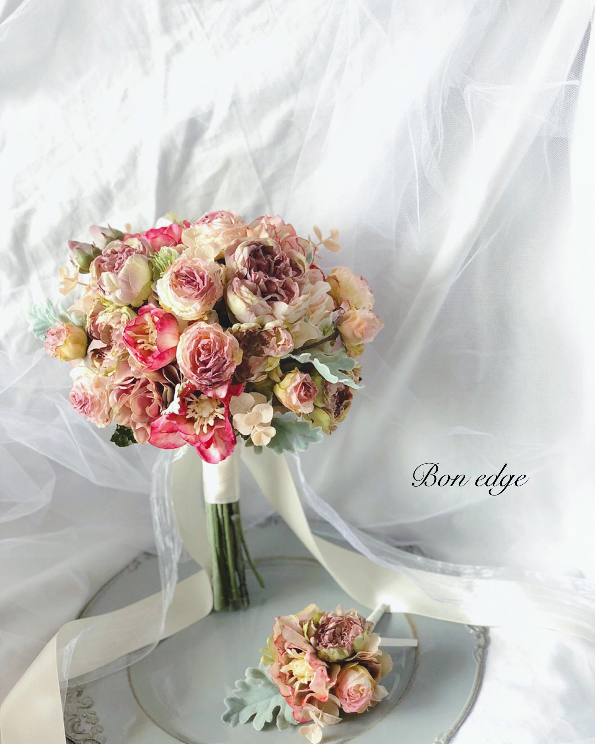 【オーダーメイド】モーヴピンクのドライ風クラッチブーケ　アーティフィシャルフラワー