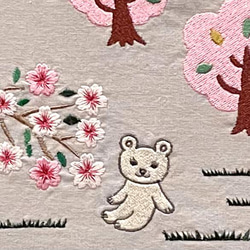 刺繍アート　ファブリックパネル　桜・お花見 3枚目の画像