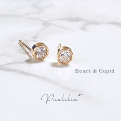 *Pualilia* 付けっぱなしOK‼️ 極上の輝き~Heart Cupid~3mm・4mmベゼル/SUS316L 1枚目の画像