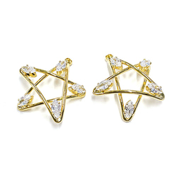 [Creema 獨家] Star Motif Cubic Zirconia Gold Charm 第2張的照片