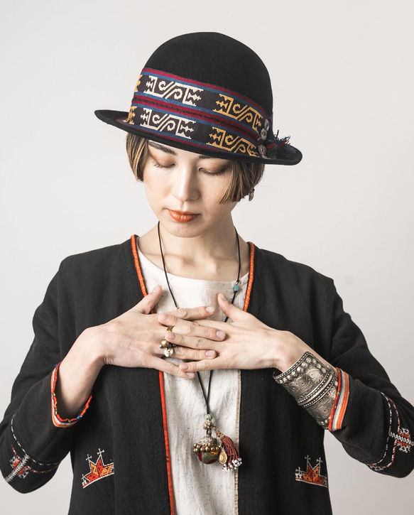 Uzbek Black』送料無料、ウズベキスタンの手織り棉ベルトを使った