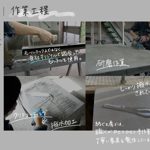 モルタル テーブル天板のみ ダイニングテーブル tumugu-kobo