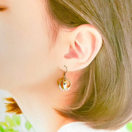 受注製作☆黒柴、茶柴組み合わせ自由！よく見ると柴犬ピアス