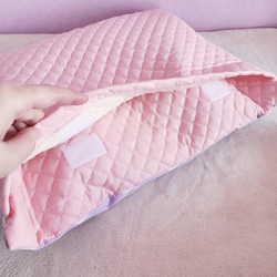 フリルの防災頭巾カバー･背もたれタイプ pink×purple　サイズ変更可能(受注制作) 3枚目の画像