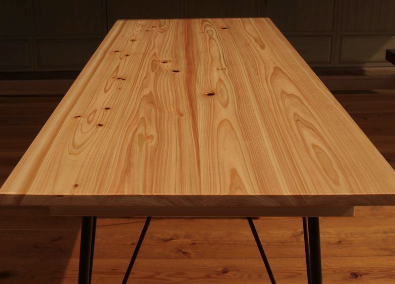 ◇ホワイト鉄脚　桧デスク　1200／450◇