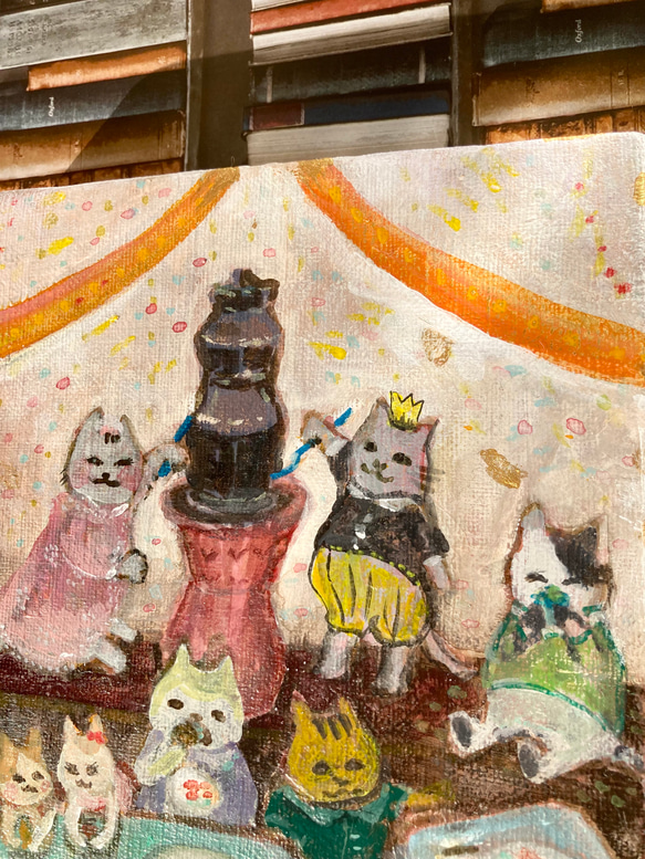 猫たちのパーティ　原画　f0 3枚目の画像