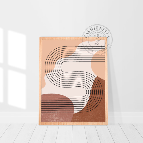 アートポスター 抽象画 自然モチーフ 山 植物 幾何学アート 北欧