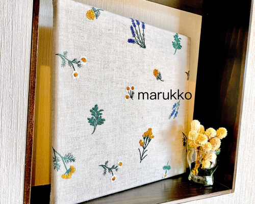 刺繍パネル ミモザとナチュラルハーブ 30×30 ウォールステッカー