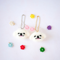 ペキニーズ犬とお花チャーム バッグにつけて一緒にお出かけ ギフト プレゼント ペキニーズグッズ 8枚目の画像