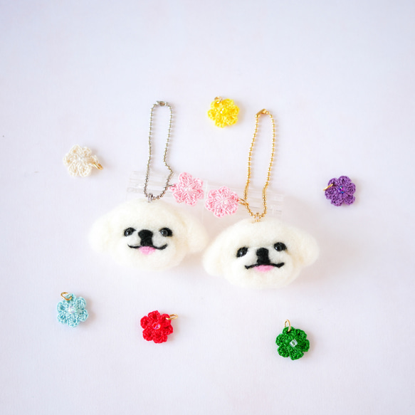 ペキニーズ犬とお花チャーム バッグにつけて一緒にお出かけ ギフト プレゼント ペキニーズグッズ 8枚目の画像