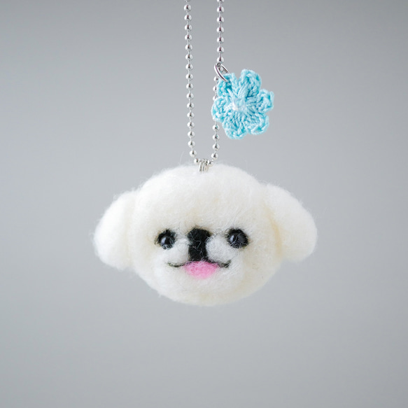 ペキニーズ犬とお花チャーム バッグにつけて一緒にお出かけ ギフト プレゼント ペキニーズグッズ 6枚目の画像