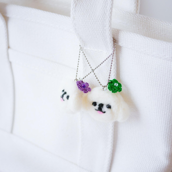 ペキニーズ犬とお花チャーム バッグにつけて一緒にお出かけ ギフト プレゼント ペキニーズグッズ 12枚目の画像