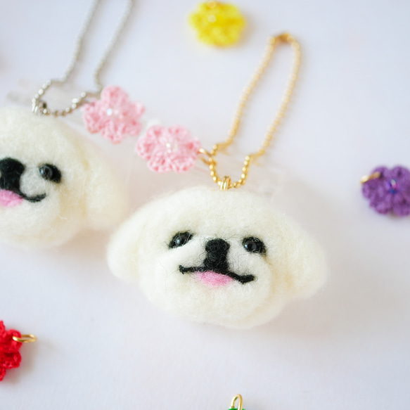 ペキニーズ犬とお花チャーム バッグにつけて一緒にお出かけ ギフト プレゼント ペキニーズグッズ 9枚目の画像