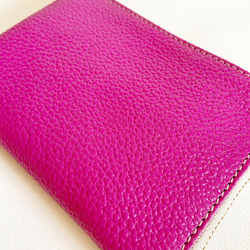 大きい L字財布 本革 カードケース マゼンタ ピンク 5枚目の画像