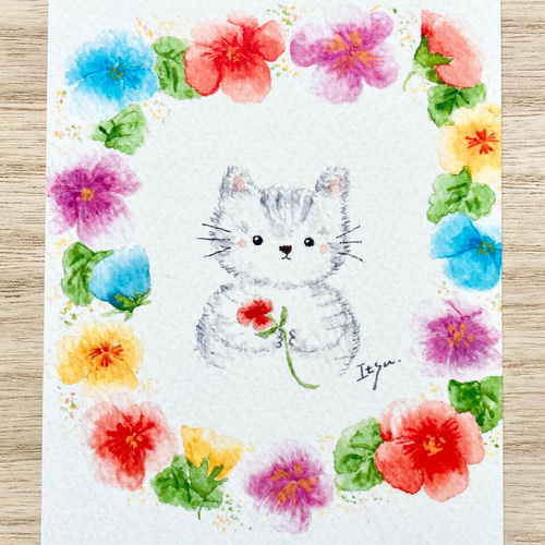 Amazon | 水彩イラストポストカード 「猫」 大正ロマン風絵葉書