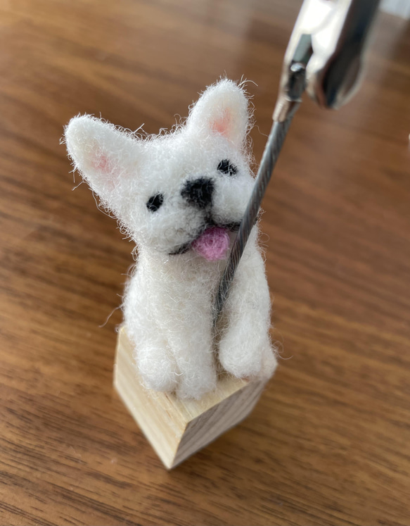 羊毛フェルト メモスタンド ⭐️フレンチブルドッグ白 ⭐️ 羊毛