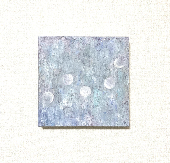 原画 油絵 まどろみの月 月のアート 抽象画 S0 ブルー×グレー シック