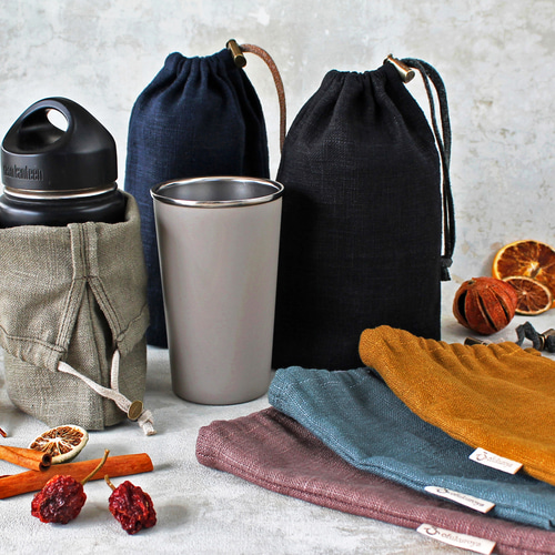 Kinchaku Daily タンブラー用 リネンキャンバス ブラック [タンブラー