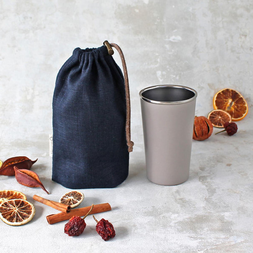 Kinchaku Daily タンブラー用 リネンキャンバス ネイビー [タンブラー