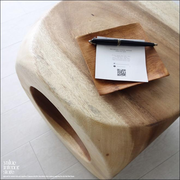 ウッデンスクエアスツールN5 椅子 イス ベンチ チェア 手作り ナチュラル 椅子 サイドテーブル モンキーポッド総無垢 5枚目の画像