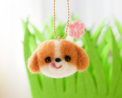 あじさい、編みぐるみ、ハンドメイド、柴犬、キャバリアブレンハイムの２匹 ☆あみぐるみドール☆ キャバリア シーズー キャバリア