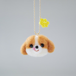 キャバリア犬とお花チャーム バッグにつけて一緒にお出かけ キャバリアグッズ 雑貨 ギフト プレゼント｜ブレンハイム 15枚目の画像