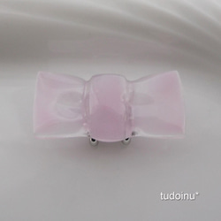 リボン　ガラス　帯留め　小ぶり　ブローチ　ヘアゴム　ピンク　リボン　桜 2枚目の画像