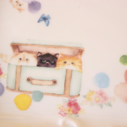 【送料無料・数量限定１点秋の福袋】かわいい猫ちゃんたちのプレート&フリーカップセット「ポーセラーツ」 4枚目の画像