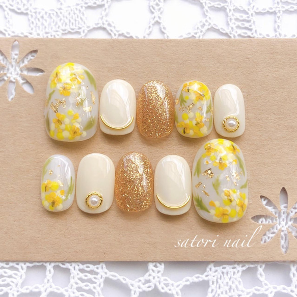 ミモザ押し花ネイルチップ ネイルチップ（つけ爪） satori nail 通販