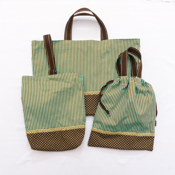 入園入学セット　9点　/チョコミント チョコミントDECO☆入園入学セット（バッグ・上履き入れ・体操着入れ