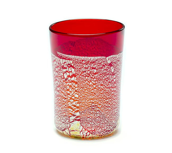 銀彩タンブラー 赤　（肥前びーどろ　宙吹きガラス）真っ赤 還暦 銀箔 お祝い グラス 高級 豪華 1枚目の画像