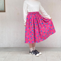 【ラスト1点】SALE クラゲ柄ギャザースカート インポートUSAコットン ピンク 7枚目の画像