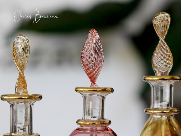 Creema限定！春色セット［ミニサイズ］エジプトガラス香水瓶 パフュームボトル アロマオイル 3本セット 3枚目の画像