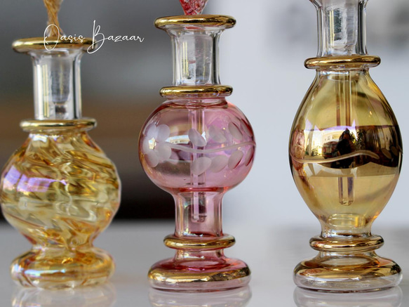 Creema限定！春色セット［ミニサイズ］エジプトガラス香水瓶 パフュームボトル アロマオイル 3本セット 5枚目の画像