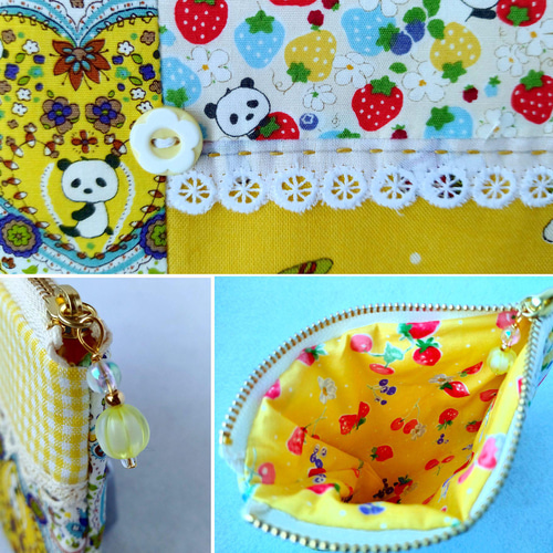 ○パッチワーク＊パンダいっぱい＊いちご＊ハート＊イエローのミニミニ