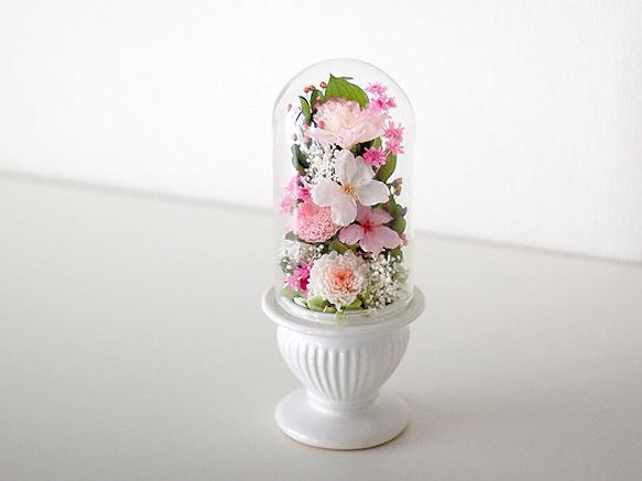 仏花】再販24＊桜を使ったガラスドーム供花【供花】 プリザーブド
