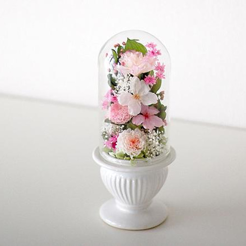 プリザーブドフラワー仏花　ガラスドーム入り　シャーベットピンク　一対　お供え 楽天市場】【プリザーブドフラワー仏花 全3種】 ガラスケース 一対