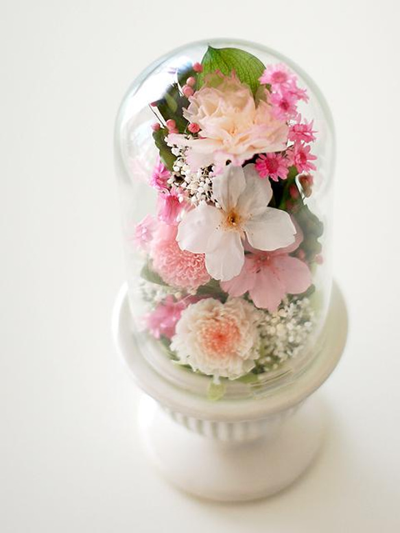 【仏花】再販12＊桜を使ったガラスドーム供花【供花】 2枚目の画像