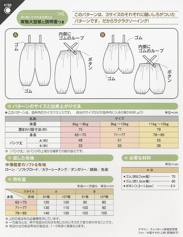 ベビー　サロンペット（型紙）4788 2枚目の画像