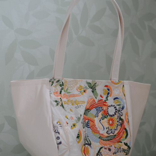 バルーントート 帯リメイク 刺繍 扇 トートバッグ 染めいと 通販  