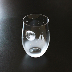 免費送貨！ 【一起欣賞滿月夜空吧】貓咪主題玻璃杯★可客製化（需付費） 第2張的照片