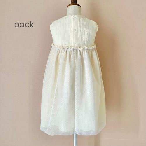 Petite dress｜ドットチュールベビードレス｜70〜80サイズ｜ハーフ