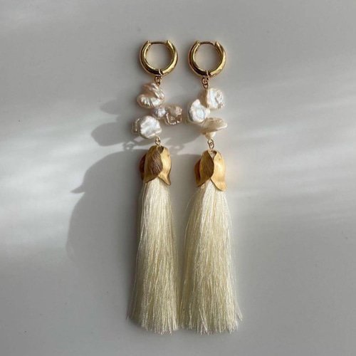 No.142 / タッセルケシパールピアス・イヤリング【 ウェディング 