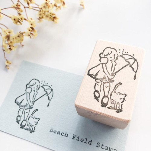 【特別訳あり特価】 ネコと女の子 スタンプ Stamp Field Beach はんこ・スタンプ テープ・マスキングテープ